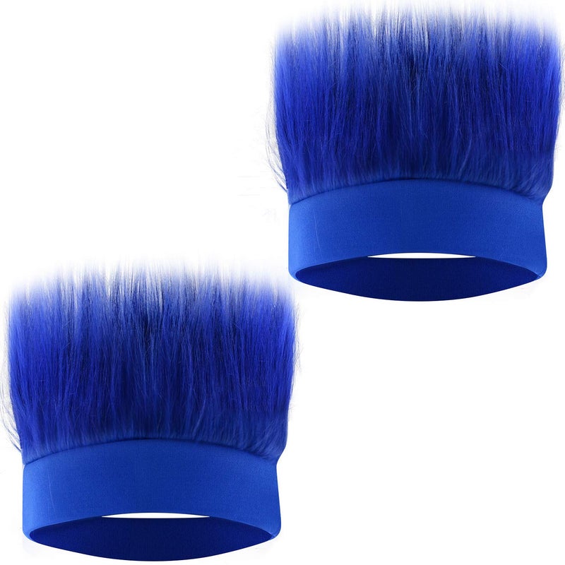 Sunshane 2 Pack Hairy Headband Crazy Hair Wigs for Mardi Gras Cosplay Sports Party and Spirit Day Accessory (Blue) - Image 1